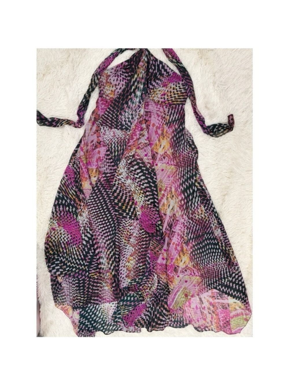 Aqua Pink Multicolor Halter Maxi Dress - Size 10 (EUC) - Picture 3 of 6